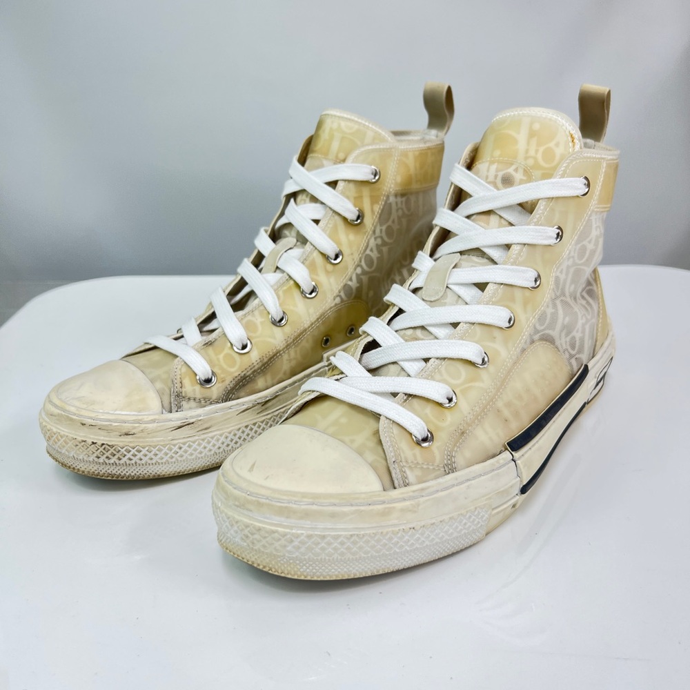 Dior B23 High Top White Dior Oblique Canvas Sneaker Size 42